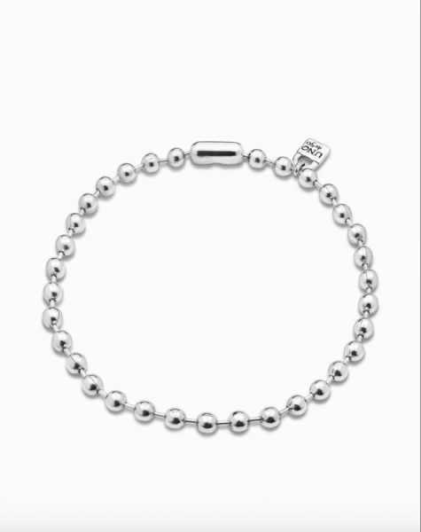 UNOde50 Silver Bead Necklace with Signature Lock Pendant